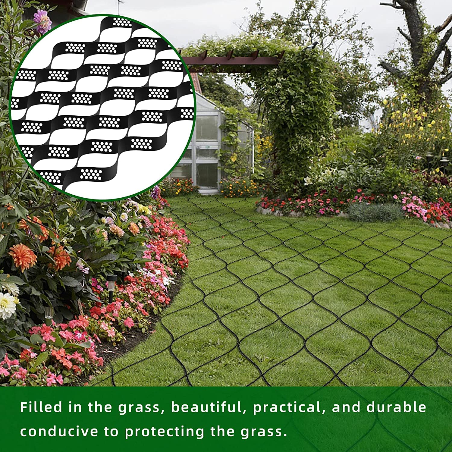 30m² Stabilizzatore Ghiaia Geogriglia, Stabilizzatore de Ghiaia per Ghiaia/carrabile/muri di Sostegno, Griglia in Geocell Plastica Flessibile Espandibile Lastra da Giardino