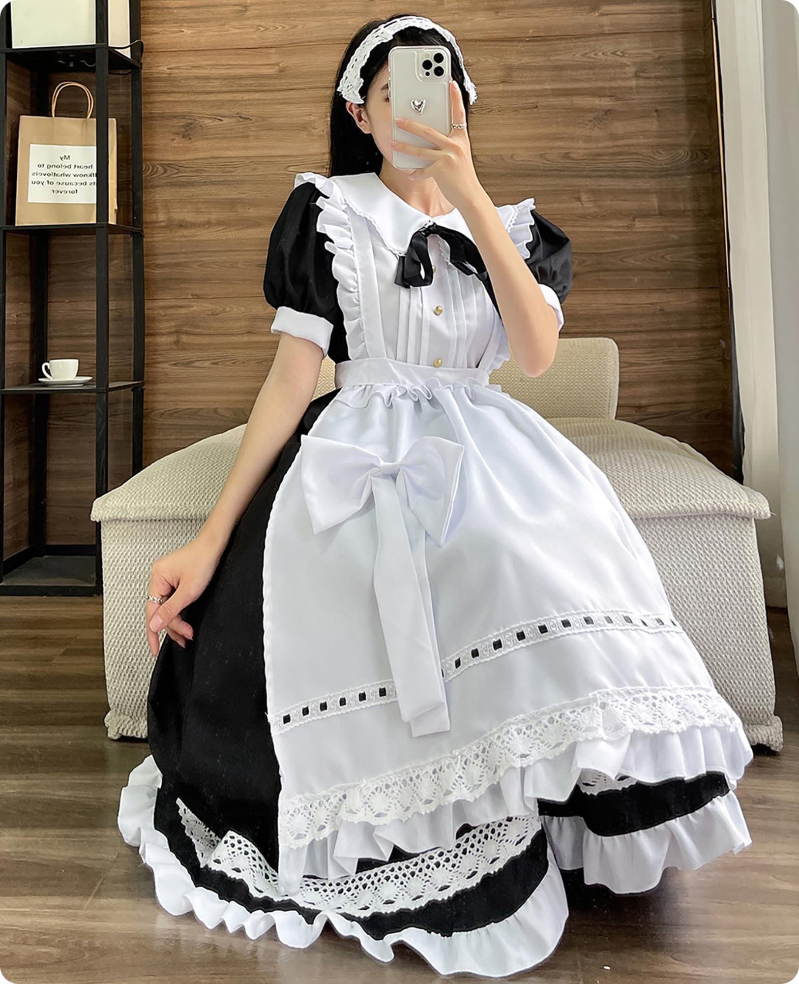 CR ROLECOS Maid Outfit Costume - Japanese Women's Lolita Maid Dress - Victorian Style - Short Sleeves - XXL - Image 3