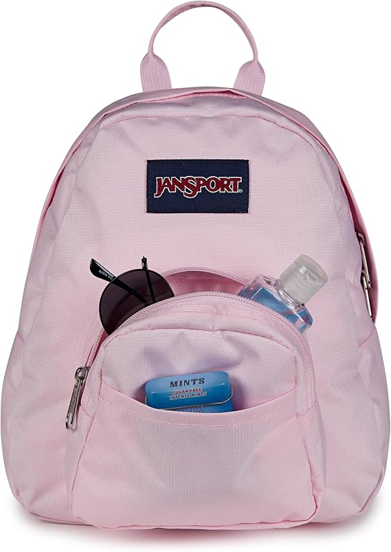 JanSport Half Pint Mini Backpack – Compact Everyday Backpack with Front Utility Pocket, 10 L Capacity, 25 x 22 x 10 cm - Pink Ice