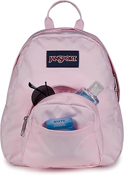 JanSport Half Pint Mini Backpack – Compact Everyday Backpack with Front Utility Pocket, 10 L Capacity, 25 x 22 x 10 cm - Pink Ice