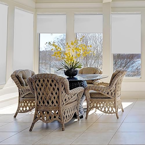 Miniatura 9 de CALYX INTERIORS Persiana enrollable opaca con cenefa, aislante térmico, sin cable, 34 pulgadas de ancho x 60 pulgadas de alto, color crema