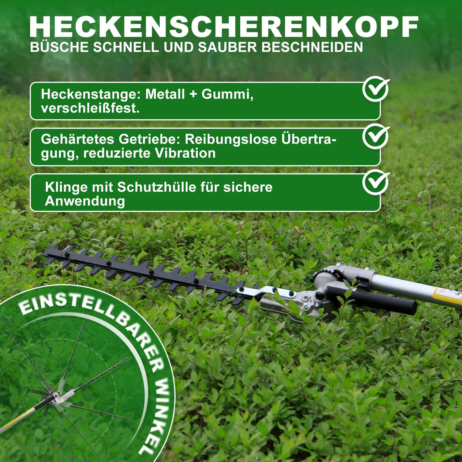 Kosa spalinowa 52 cm³, 2-suwowa, z trymerem benzynowym i podkaszarką, nożyce do żywopłotu, piła łańcuchowa 3 KM, 2-suwowe urządzenie ogrodowe, wydajne i energooszczędne