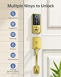 Hornbill Smart Lock for Front Door, Keyless Entry Door Lock with Handleset, Smart Deadbolt Lock for Home/New House, Auto-Lock, Brushed Gold