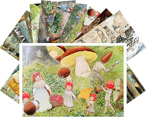 Vista 10 de PIXILUV Postales vintage 24 piezas hada flor Vintage libro ilustraciones Azul