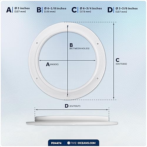 Miniatura 7 de Five Oceans Escotilla de barco, escotilla de acceso marino, escotilla redonda de placa de inspección con cubierta desmontable, plástico ABS blanco