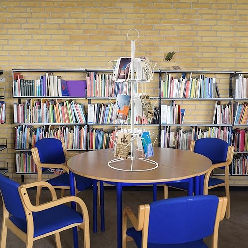 Miniatura 13 de Nuanchu 12 Pockets Greeting Card Display Stand Countertop Rotating Greeting Card Rack with 200 Clear Resealable Bags 3 Tier Metal Display Stand Black