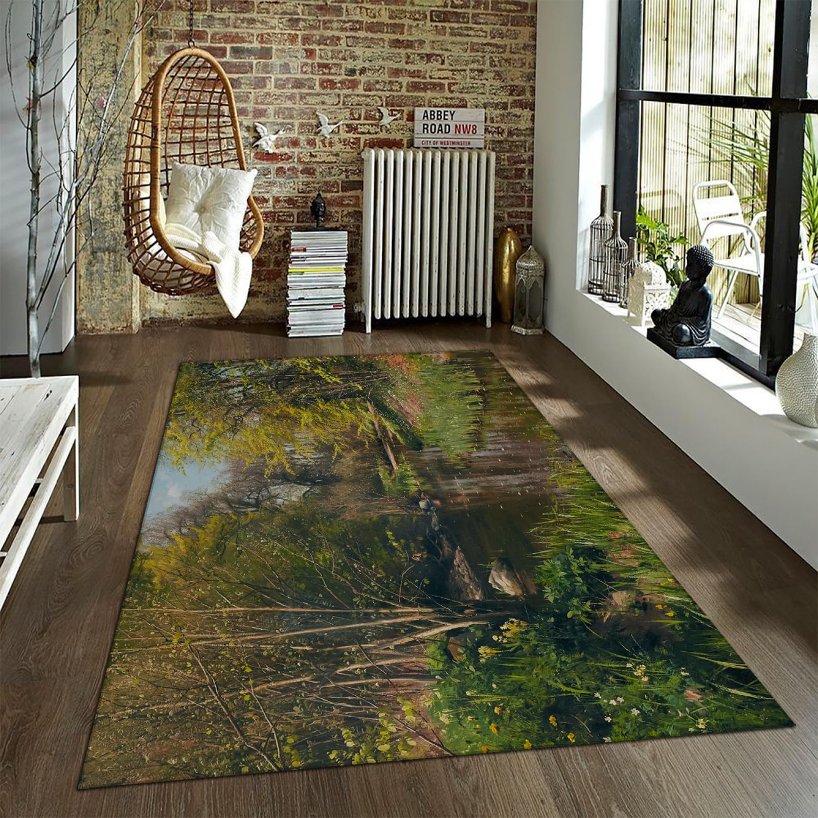 Tapis rivière boisée anti-tache lavable en machine 120x210cm