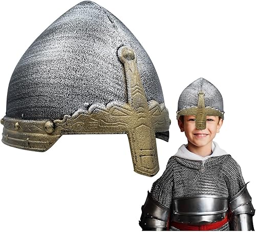 Casco de caballero medieval para niños disfraz de soldado templario accesorios de disfraz de recreación renacentista talla única