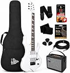 PYLE Guitare électrique – Taille Complète en Métal Lourd, Corps en forme de feu, Double Humbucker Pickups, 24-Fret Cou, y compris 10W Amplificateur & Câble, sac, cordons, sangle, tuner, piquets