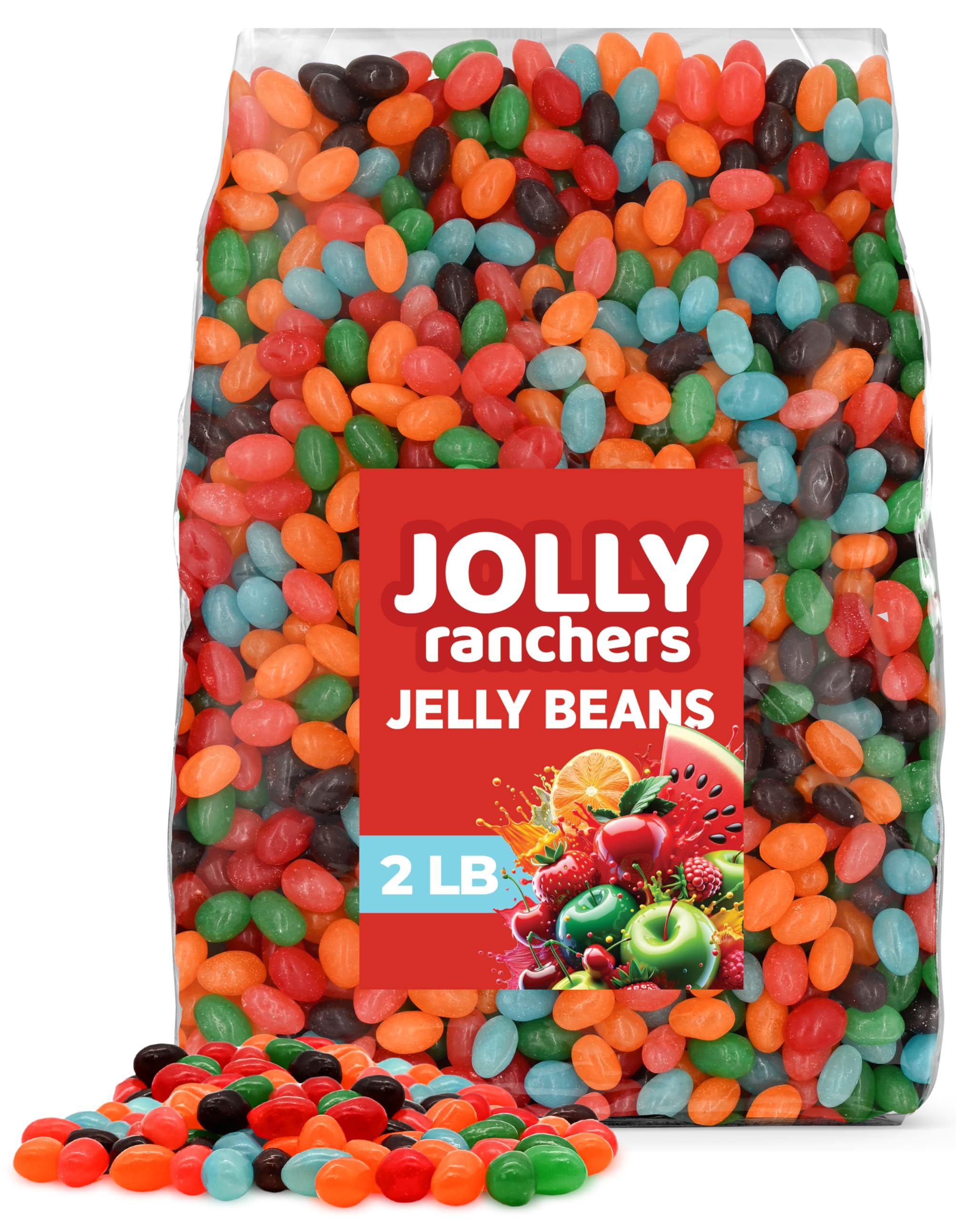 Jolly Ranchers Jelly Beans – 2 lb Bulk Bag | Assorted Flavors: Strawberry Orange, Blue Raspberry, Watermelon, Grape, & Apple | Perfect for Candy Lovers, Parties, Easter & Gifting