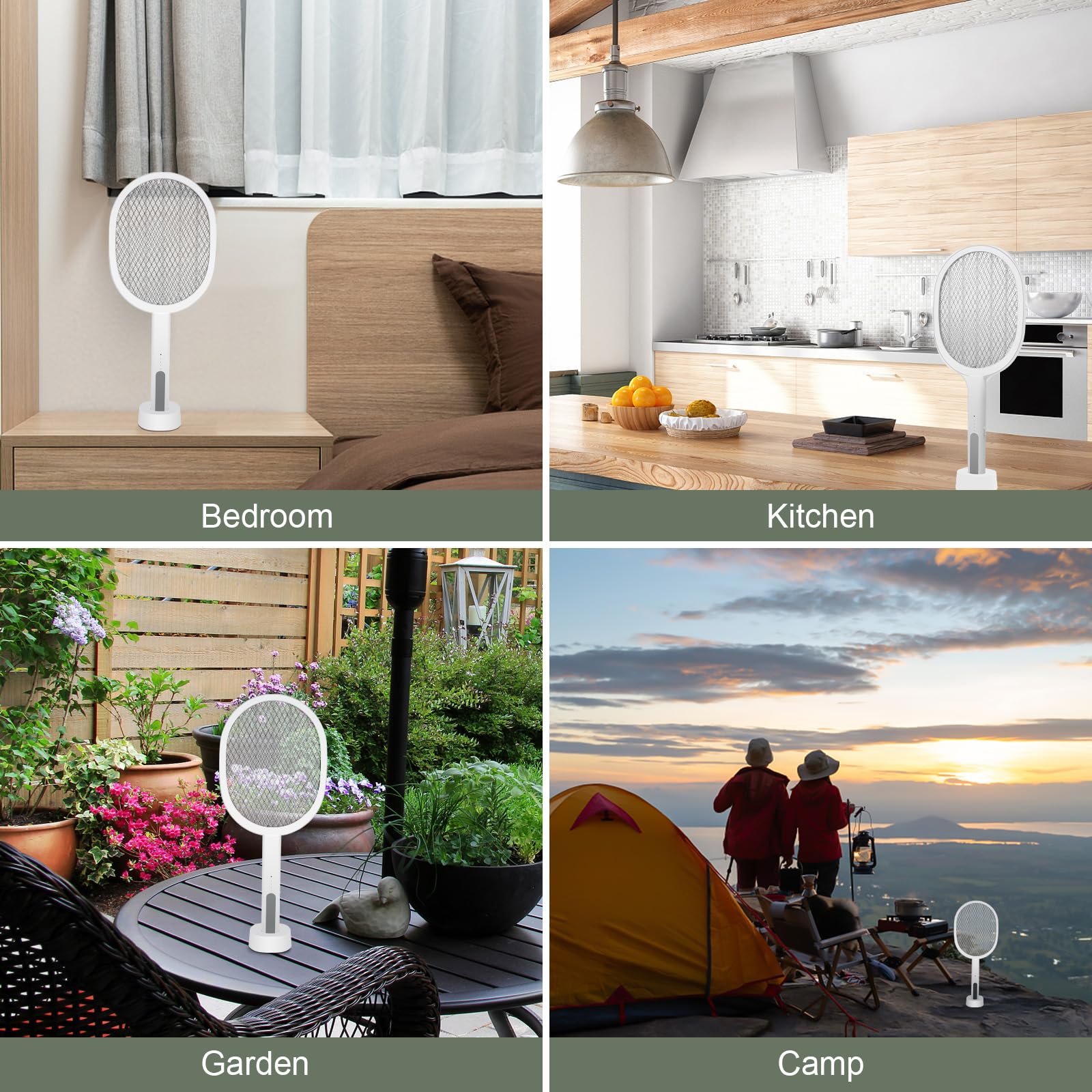 Raquette Anti Moustique Électrique 3000V, Lot de 2 | USB Rechargeable, Lampe LED, Pour Intérieur et Jardin