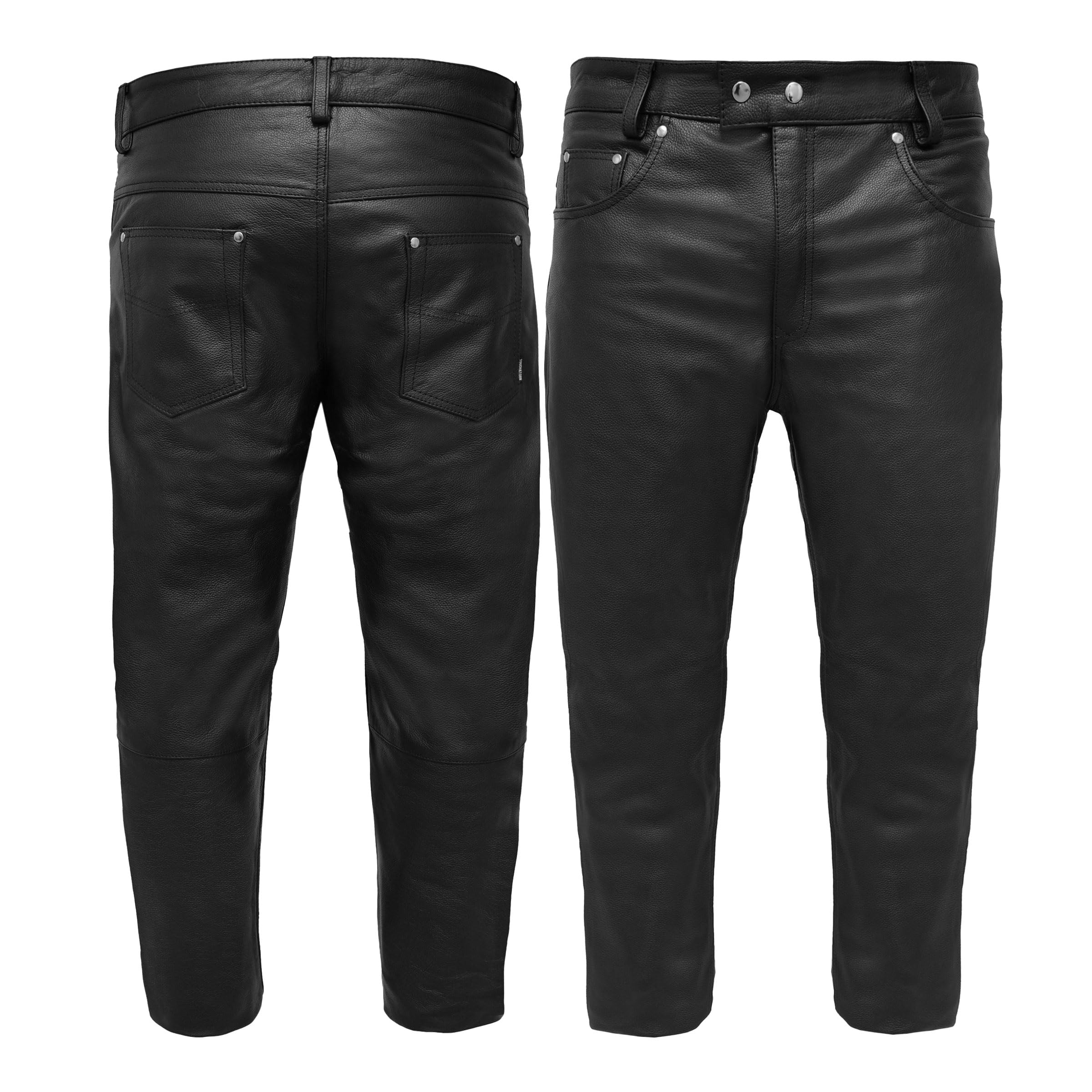 Touch&TornLeather Pants Motorcycle Pants for Mens 30" to 44" Waist Jeans Style Pant with 5 Pockets Motorbike Pant for Biker