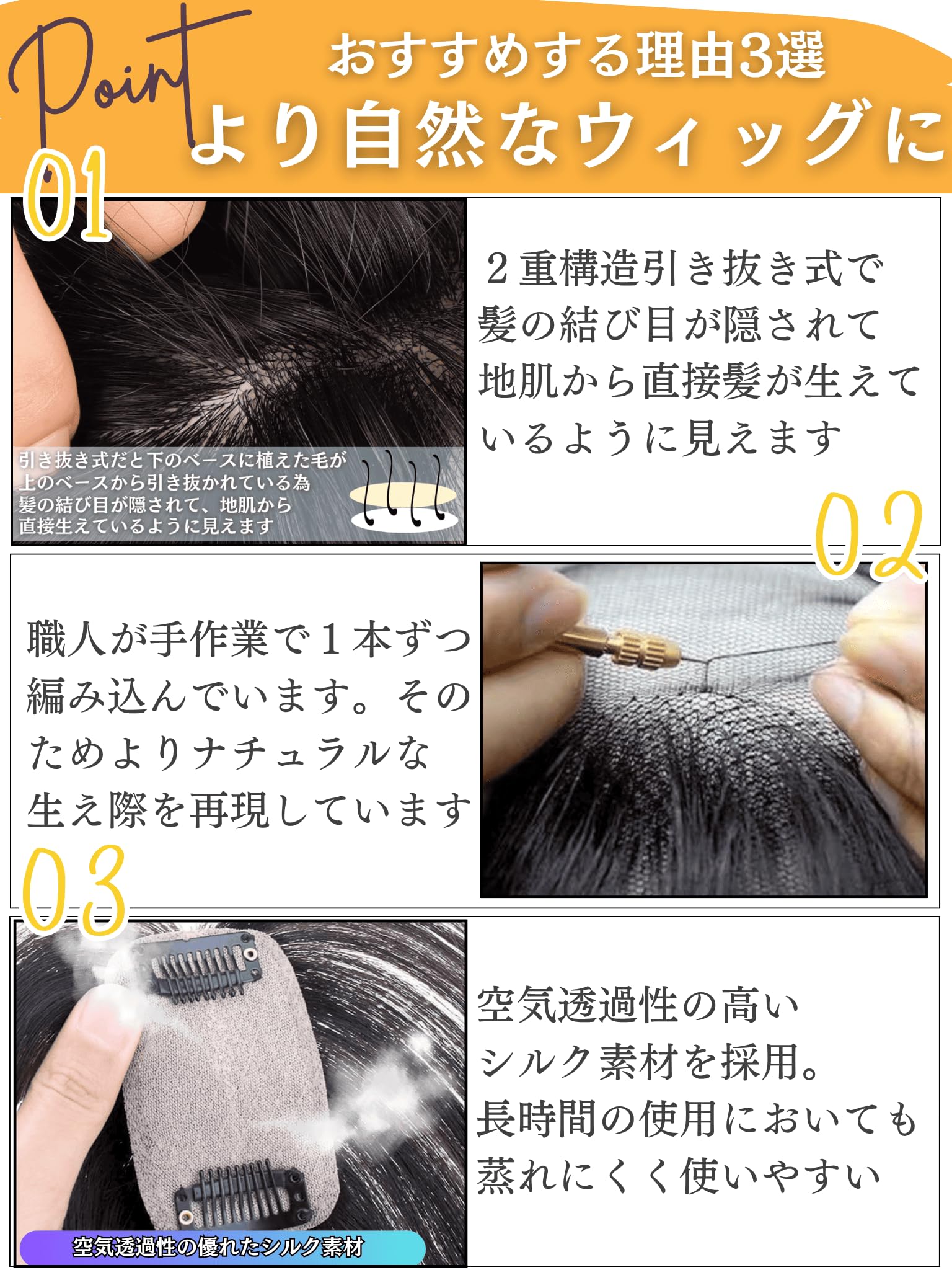 Amazon.co.jp: Luce brillare 部分ウィッグ かつら 女性 人毛100% 人毛 