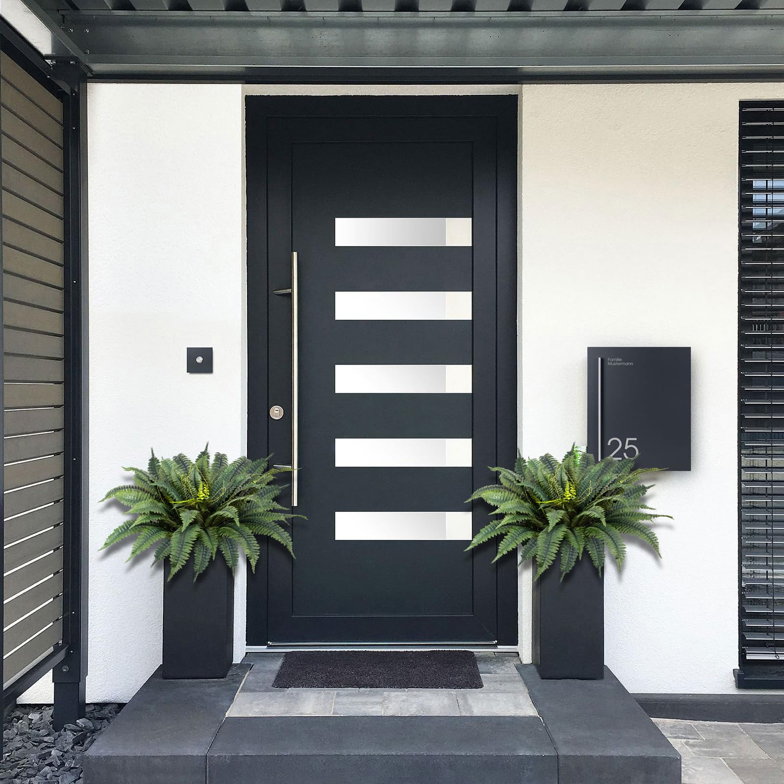 Fake Ferns 2Pcs 43'' Inch Artificial Boston Fern Plants Large,UV Resistant Hanging Faux Greenery with 60 Branches, Realistic Foliage for Porch Patio Planter, Indoor/Outdoor Decor