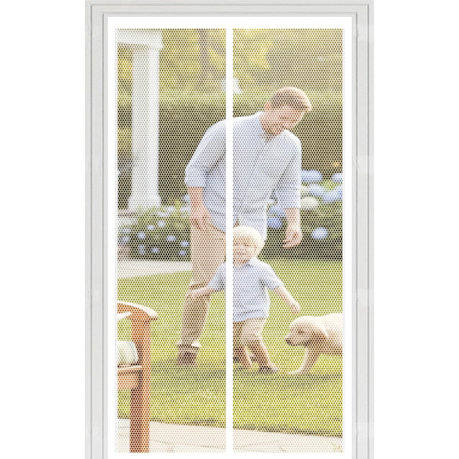 Liuyanyan White Magnetic Fly Screen Door 88 X 206 Cm With Powerful Magnets Automatically Closes And Magic Tape, Install Without, Keep Bugs Out, Magnetic Screenfly Doors For Patio Door,