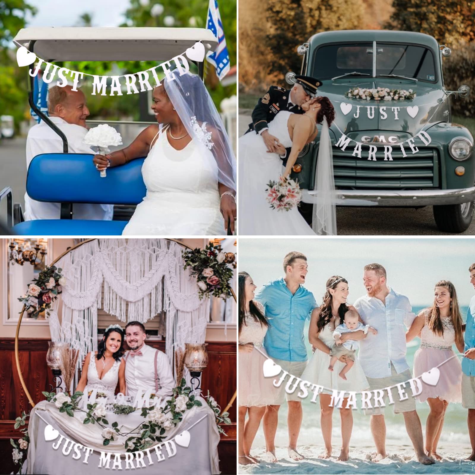 Just Married Simpatico Striscione Poster Di Lettere Doodle Disegnato A Mano Per Invito