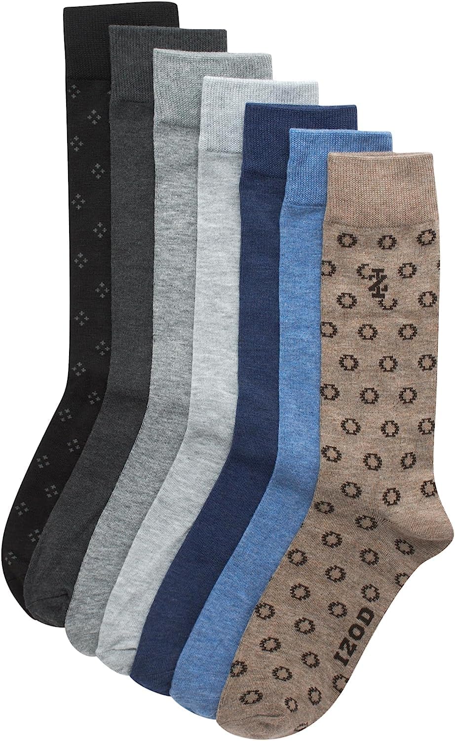 IZOD Mens Dress Socks - 7 Pack Lightweight Moisture Wicking Stay Up Cuffed Crew Socks for Men for Casual Business Formal Wear - Image 4