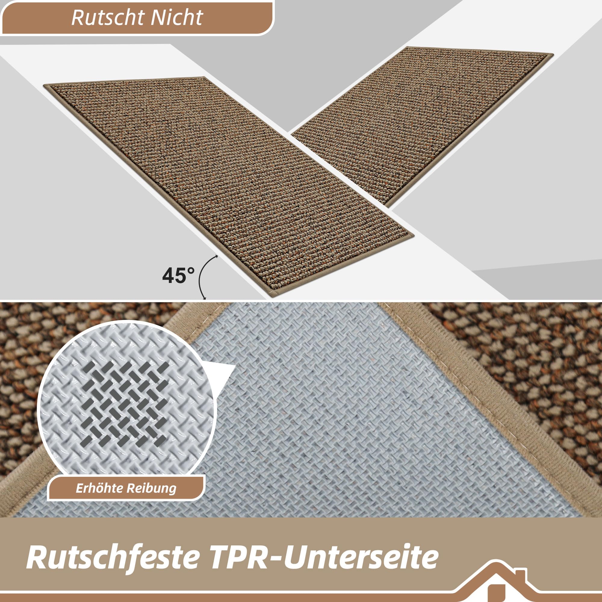 BEQHAUSE küchenteppich, Waschbar, TPR rutschfest, 60x89cm+60x152cm, Beige