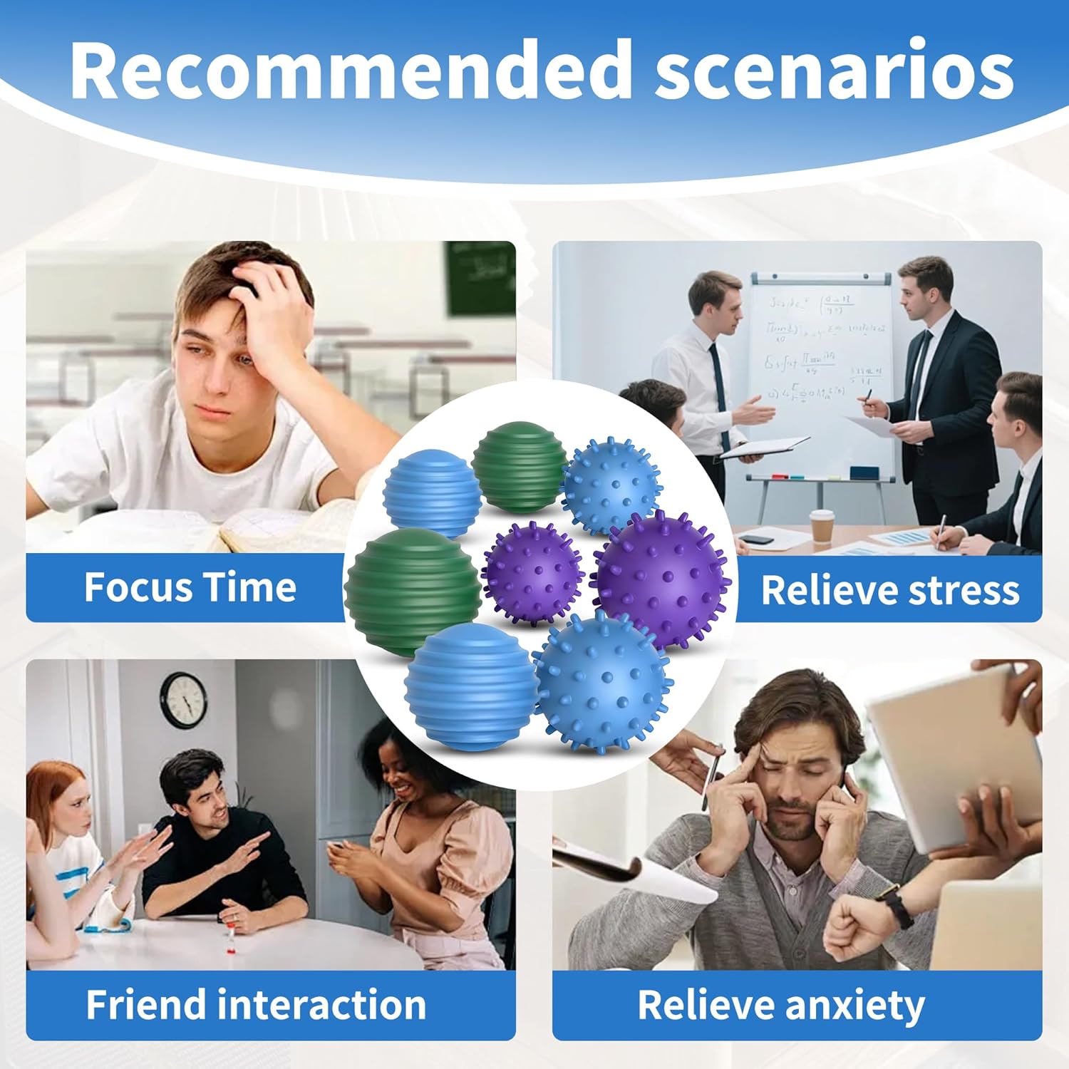 Silicone Magnetic Balls Fidget Toys for Adults Teens ,8PCS Sensory Attraction Balls with Textures Shell ,Silent Office Desk Stress Relief Toy for Autism Anxiety ADHD Gifts for Teens Men Women