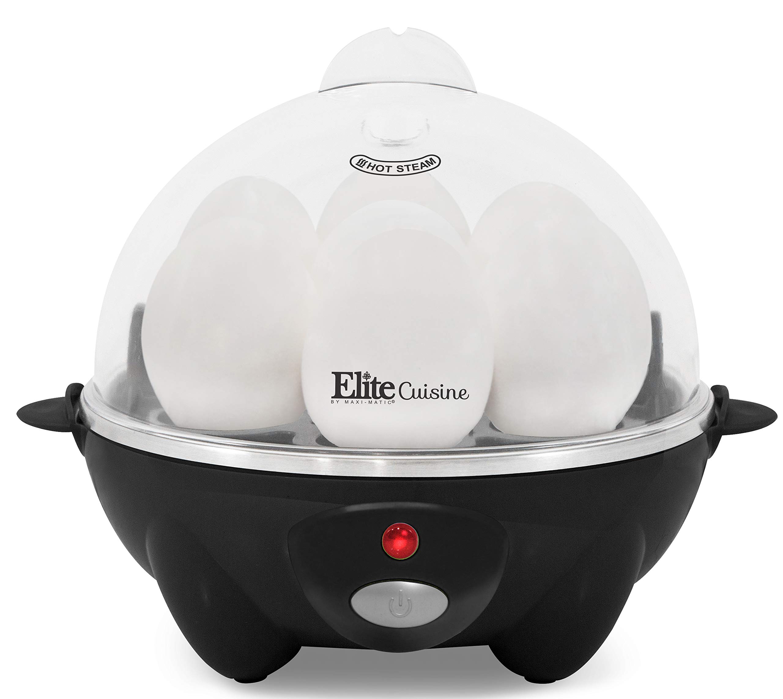 Elite Cuisine EGC-611B Easy Electric Poacher, Omelet & Soft, Medium, Hard-Boiled Egg Cooker, 7 Capacity, Black
