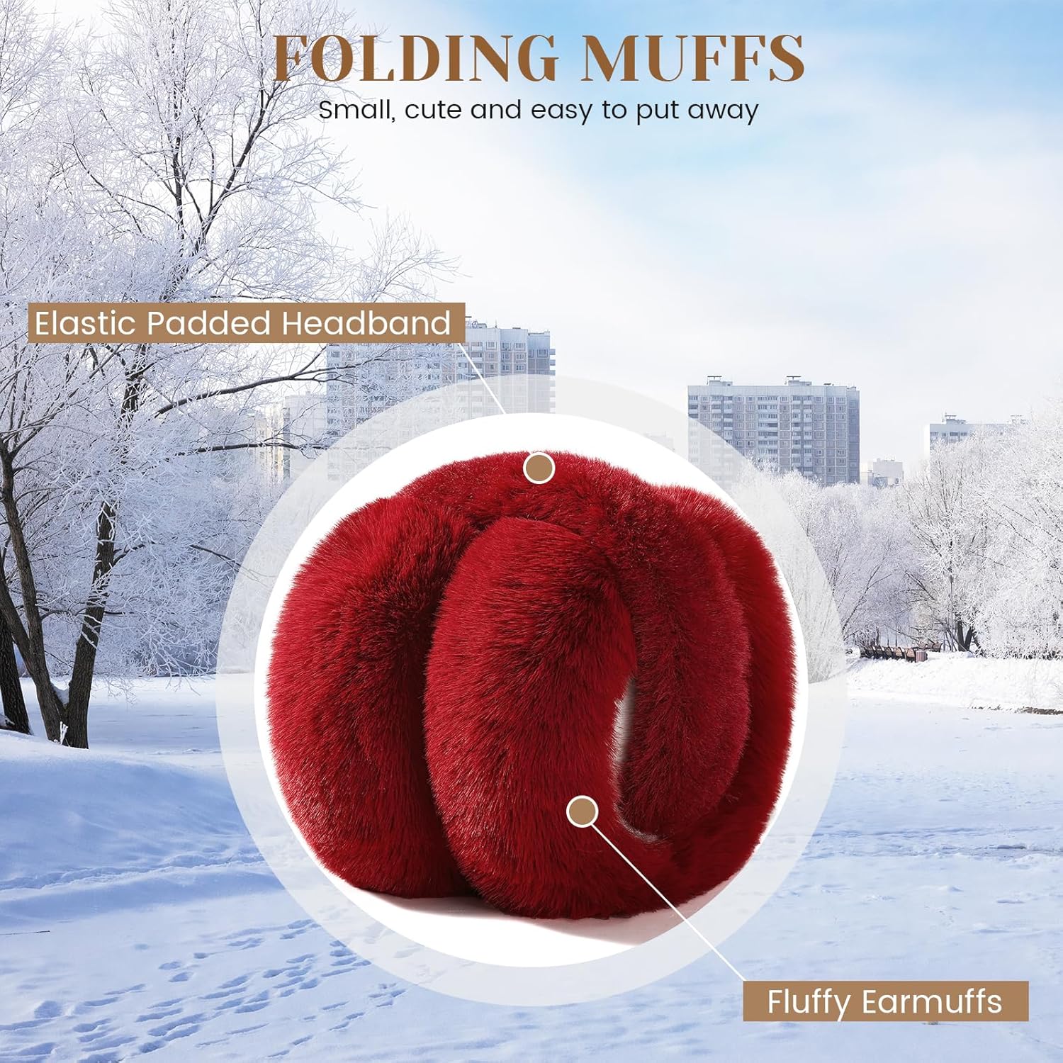 Tavaleu Ear Muffs for Winter Women, Faux Fur Warm Earmuffs Cute Foldable Outdoor Ear Warmers For Women Girls - Image 6