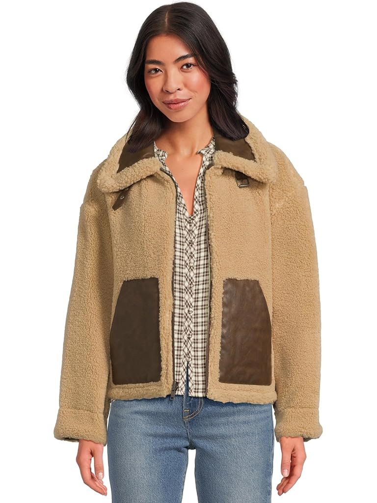 Beige Levi's® Reversible Sherpa Faux Leather Shorty