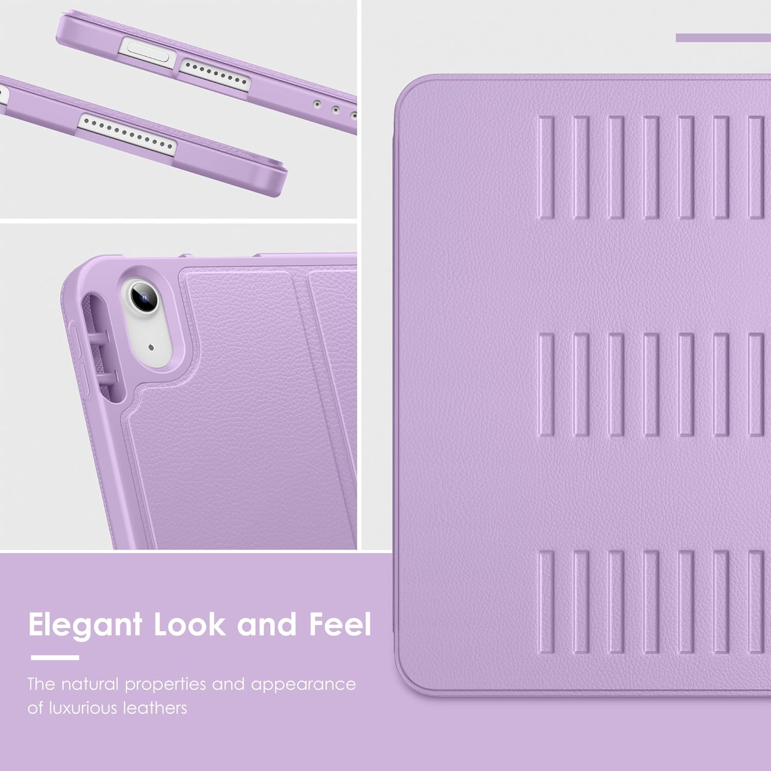 VIKESI Case for iPad Air 11-inch with M4 / M3 / M2 Chip 2026/2025/2024 and for iPad Air 5th/4th Gen 10.9 Inch 2022/2020,Multiple Angles Stand Cover,Soft Back,Pencil Holder,and Auto Sleep/Wake,Lilac