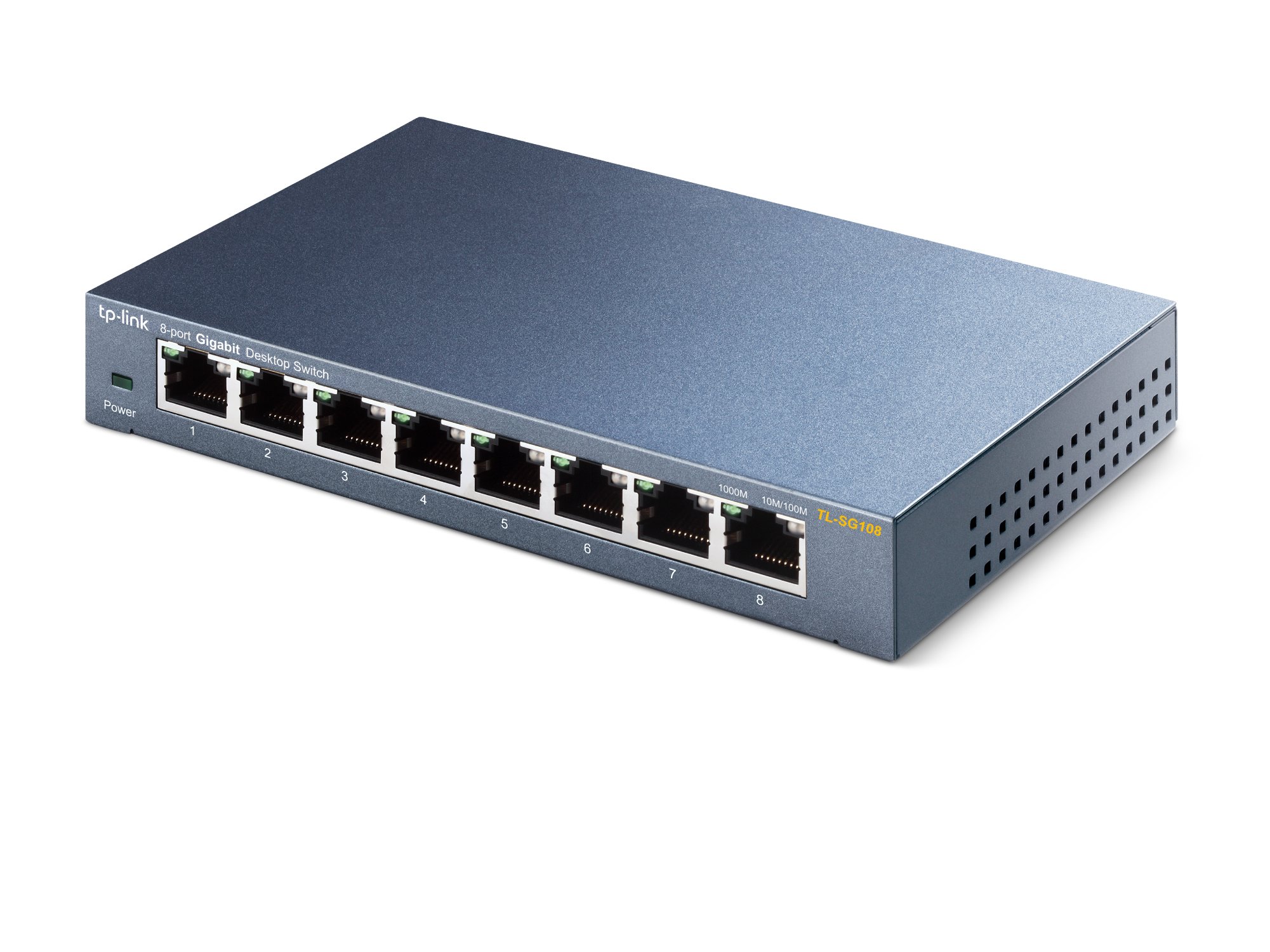 TP-Link TL-SG108 Switch 8 Porte Gigabit, 10/100/1000 Mbps, Plug & Play, 802.1p/DSCP QoS, IGMP Snooping, Involucro in Metallo Resistente, Installazione Facile, Tecnologia Green Ethernet, IEEE 802.3x