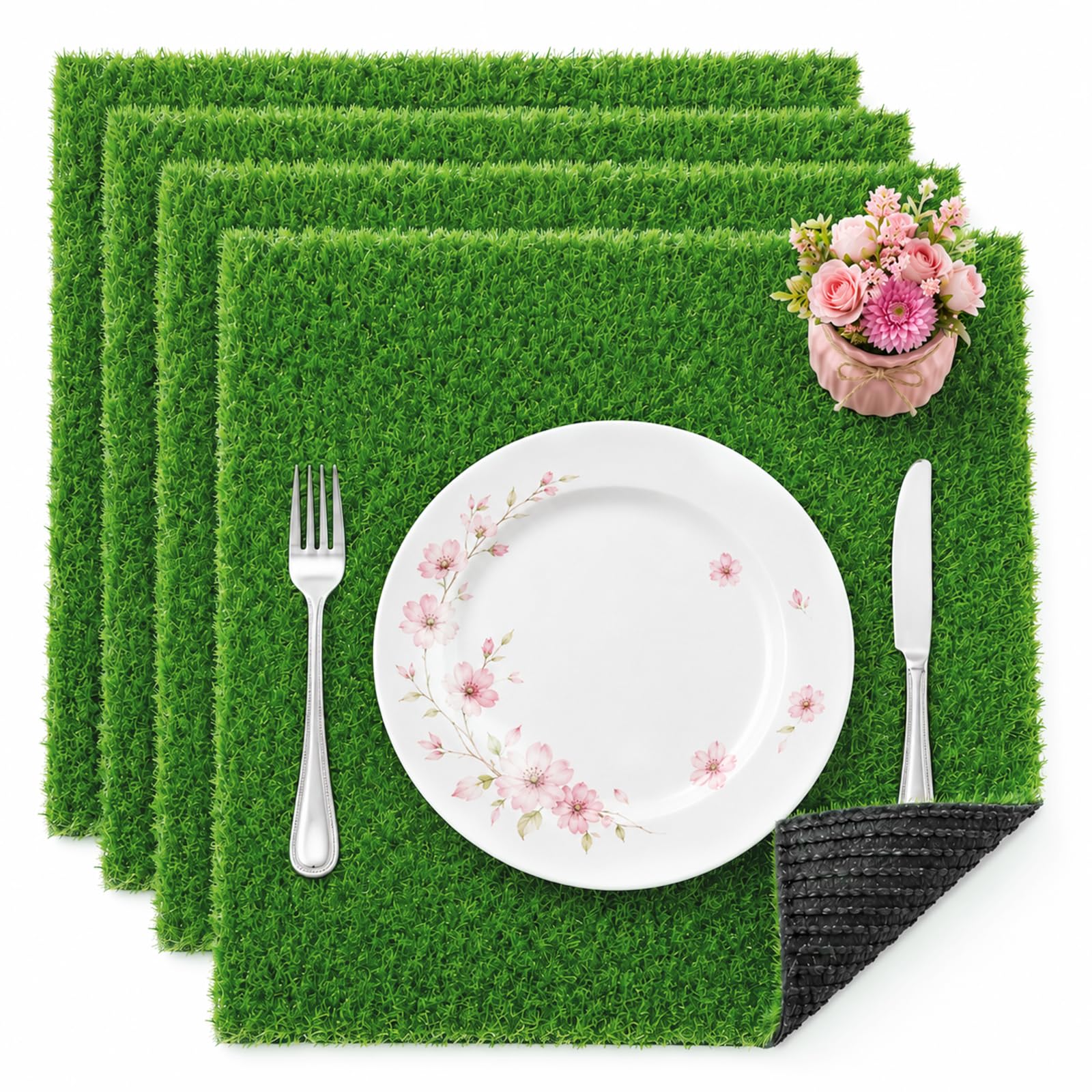 Photo 1 of VERDIGRASS Artificial Grass Mat 12x12 Inch,Fake Grass Turf Patch,Synthetic Grass Indoor Outdoor,Patio Grass Tiles Realistic Grass Rug with Drainage Hole for Table Decoration