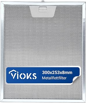 VIOKS Filter Cooker Hood Metal Replacement for AEG El ctrolux 50248271004 Faber 133.0017.054 Whirlp ol 482000027080 Cooker Hood Metal Filter 300 x 253 mm Filter for Extractor Hood