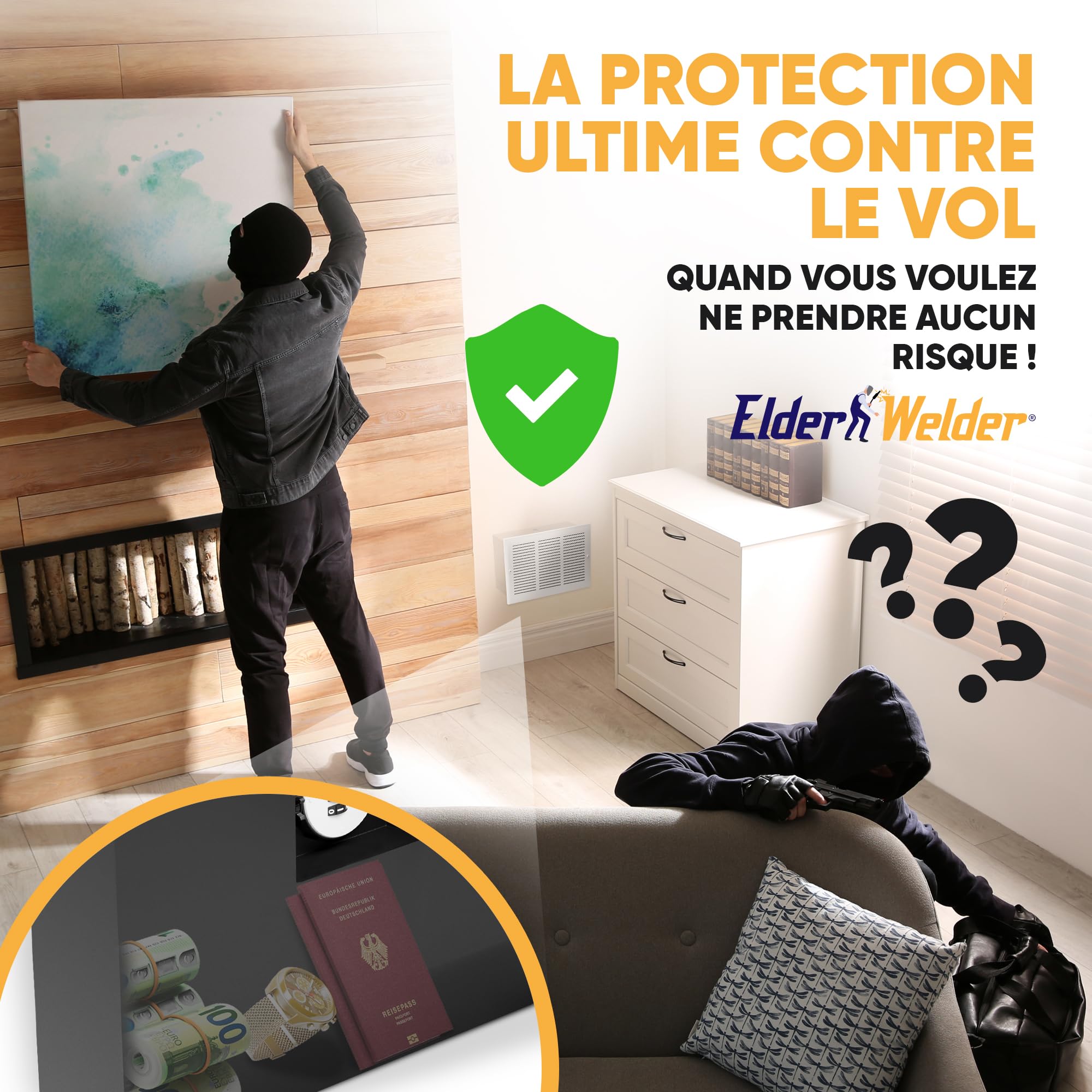 Elder Welder® Fort mural invisible avec ventilation grilles | Serrure combinée cachée, coffre-fort rétractable, cachette secrète