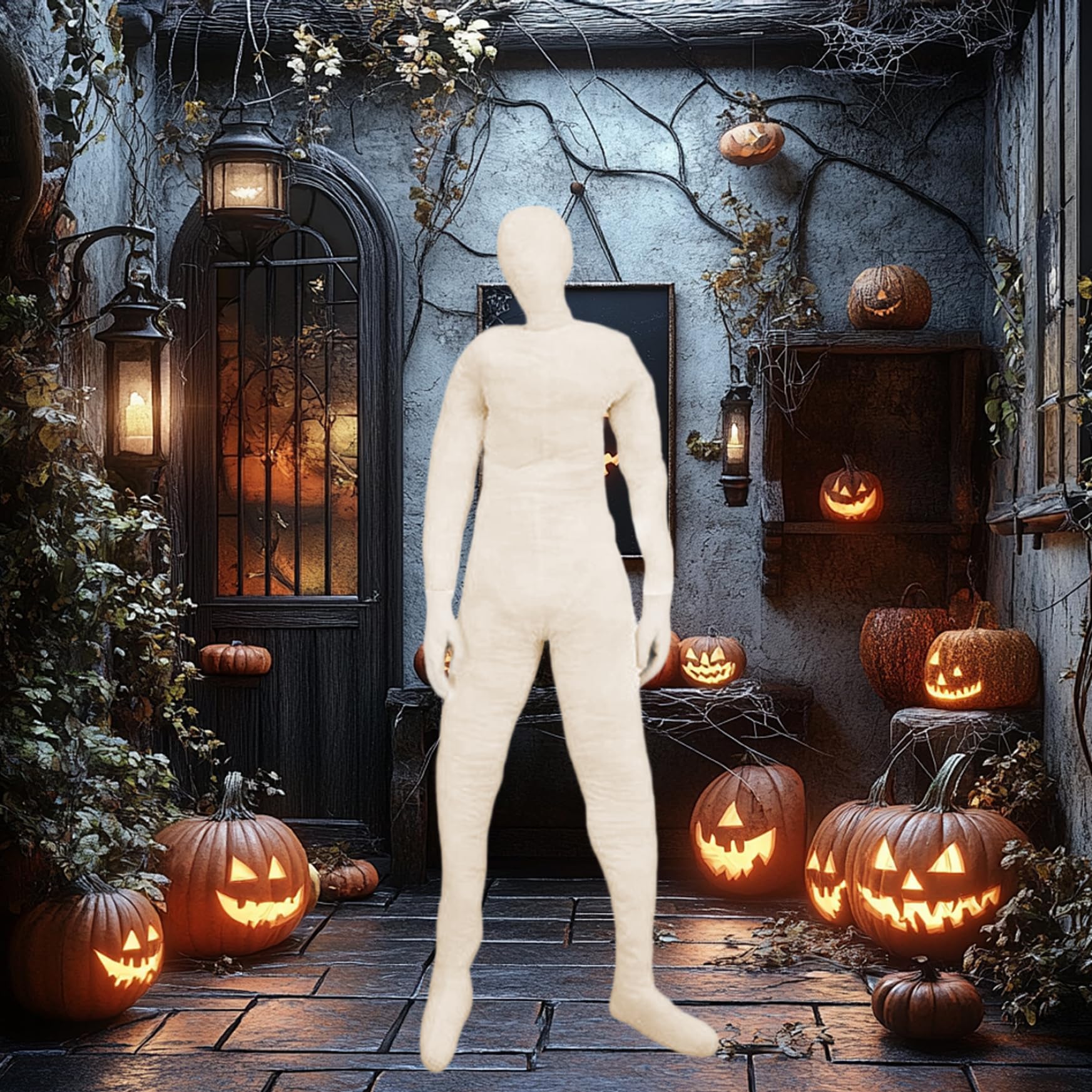 Muñecas Adultas de tamaño Completo, muñeco de Peluche de 70, 9 Pulgadas, maniquí articulado de Cuerpo Completo con Manos, decoración de Halloween para Fiestas de Casas encantadas, Beige, maniquí
