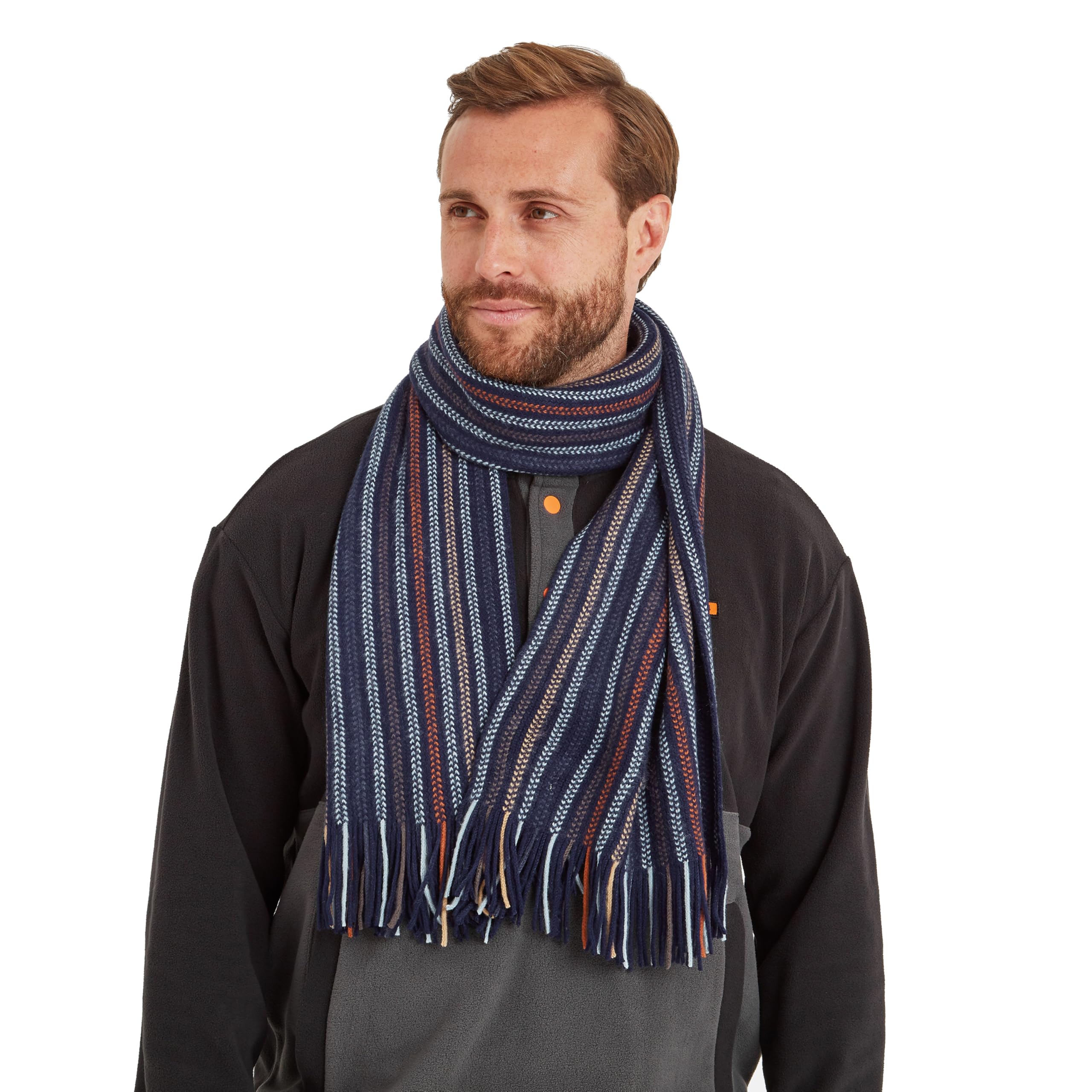 Tog24 Unisex Multi Col Stripe Jenkin Mens Winter Chunky Woven Scarf With Tassels Ideal For Winter & Work