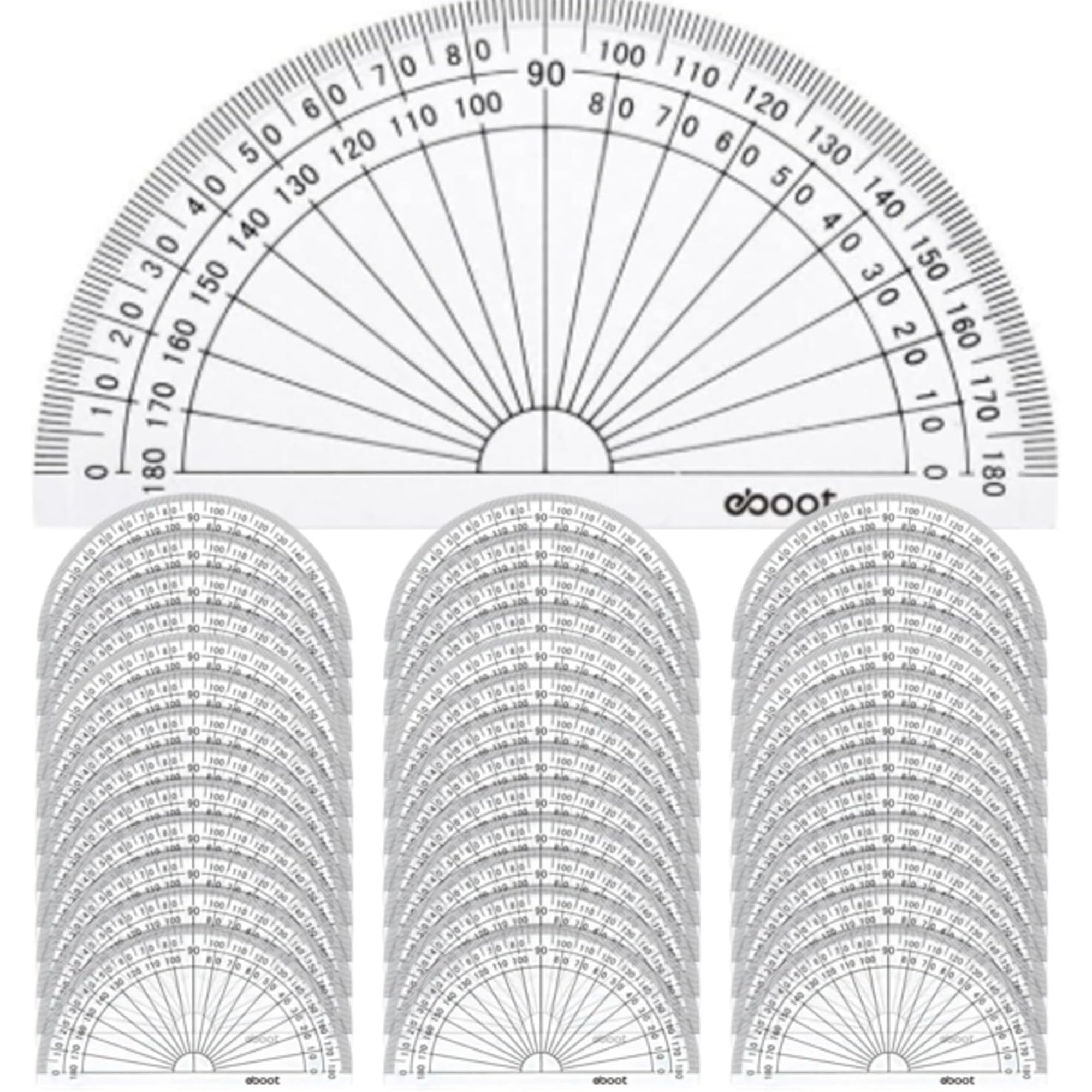 Nezyo Plastic Protractor, 180 Degrees Protractor for Angle Measurement Student Math, 4 Inches, Clear (40 Pack)