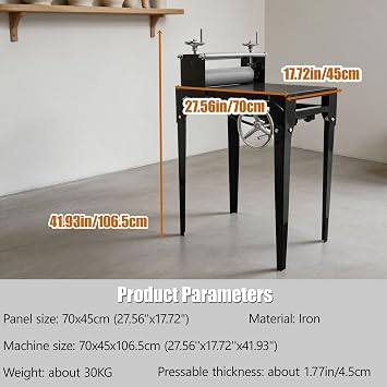 TECHTONGDA Pottery Clay Machine Slab Roller for Clay Manual Ceramic Clay Plate Machine No Shim with Adjustable Thickness (27x17.7inch Panel Size)