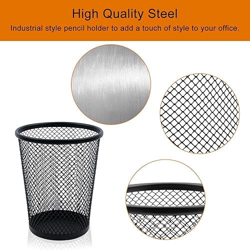 Miniatura 3 de Portalápices de escritorio, soporte de malla de alambre para organizador de escritorio y accesorios de escritorio de oficina (paquete de 3)