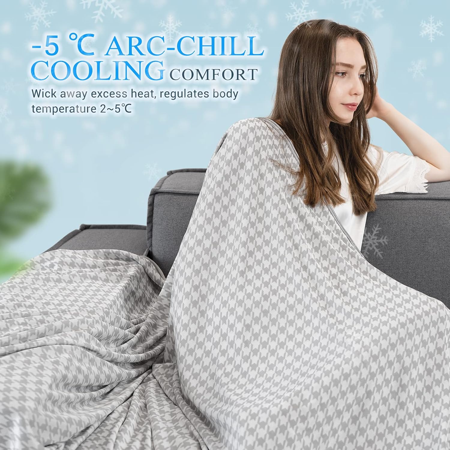 LUXEAR Cooling Blanket, Twin/Full Size Cool Blanket with Double Side Cooling Effect, Fashion Summer Blanket for Hot Sleepers, Machine Washable Cold Blanket for Couch Sofa Bedroom