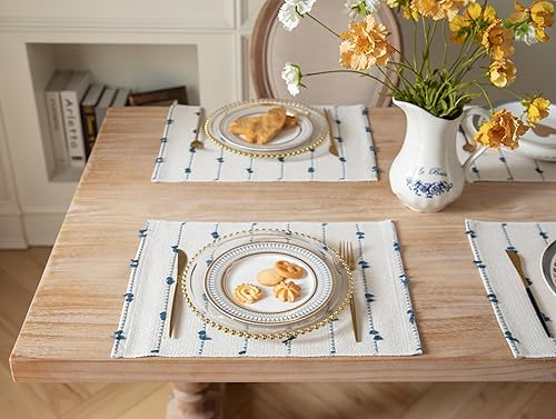 Miniatura 2 de Juego de 4 manteles individuales bohemios para decoración de mesa de comedor, manteles individuales de tela tejida para casa de campo, cocina