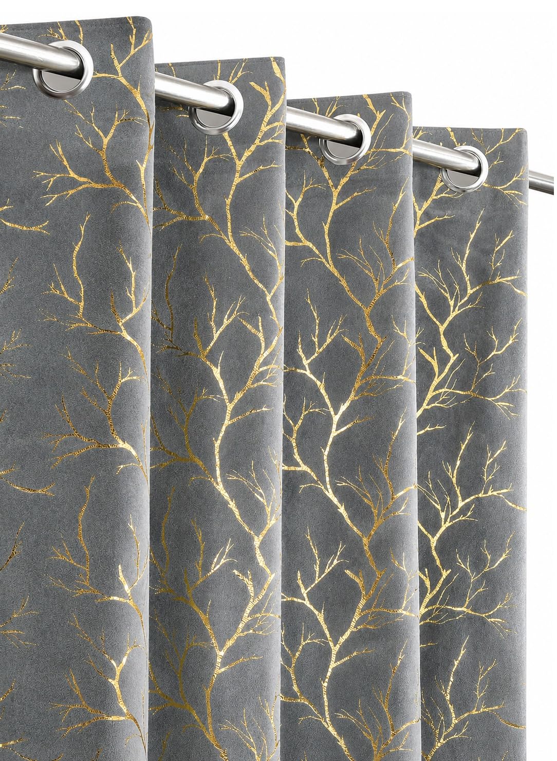 Teal Velvet Foil Curtains - 6ft Long, Easy Install -11