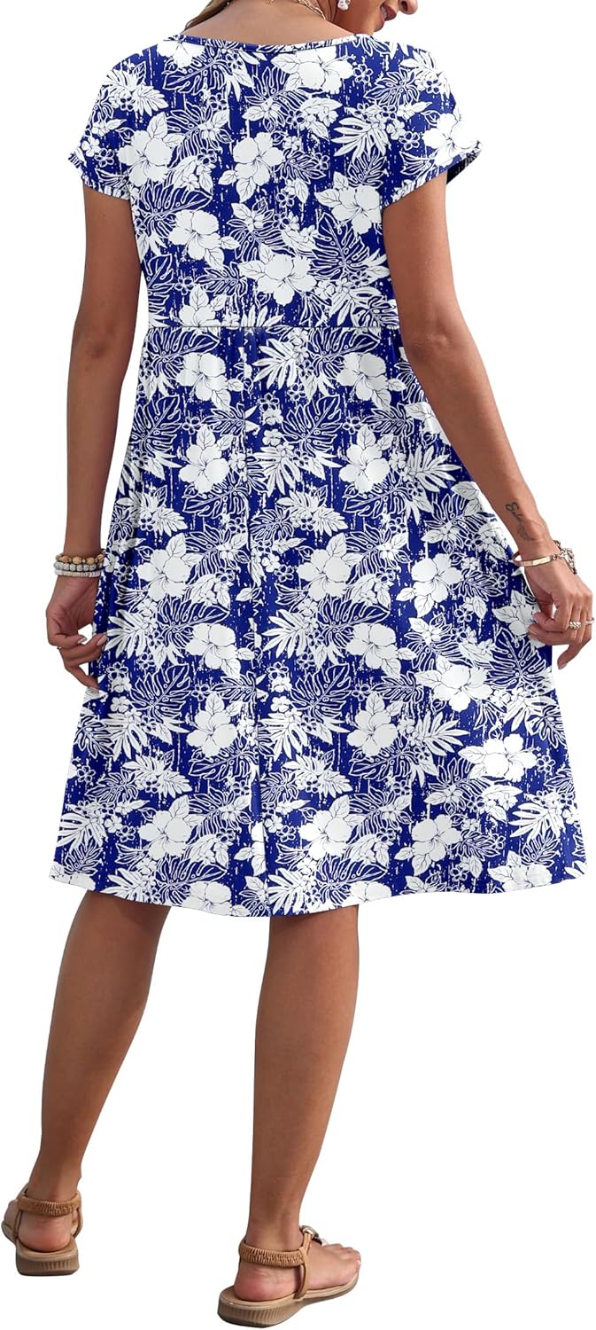 AUSELILY Women's Summer Short Sleeve Knee-Length Dresses Round Neck Loose Dress with Pockets 2026 New - Image 5