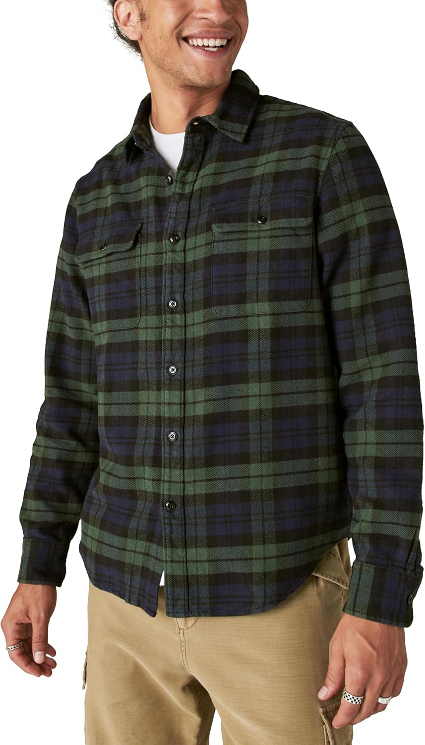 Lucky Brand Mens Plaid Cloud Soft Long Sleeve Flannel