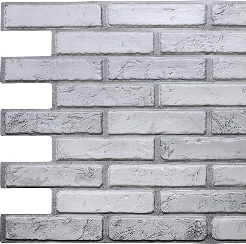 Dundee Deco PG7063-5 - Panel de pared 3D de PVC de ladrillo sintético, color blanco hueso, 3.2 pies x 1.7 pies (38.2in x 19.7in), decoración de