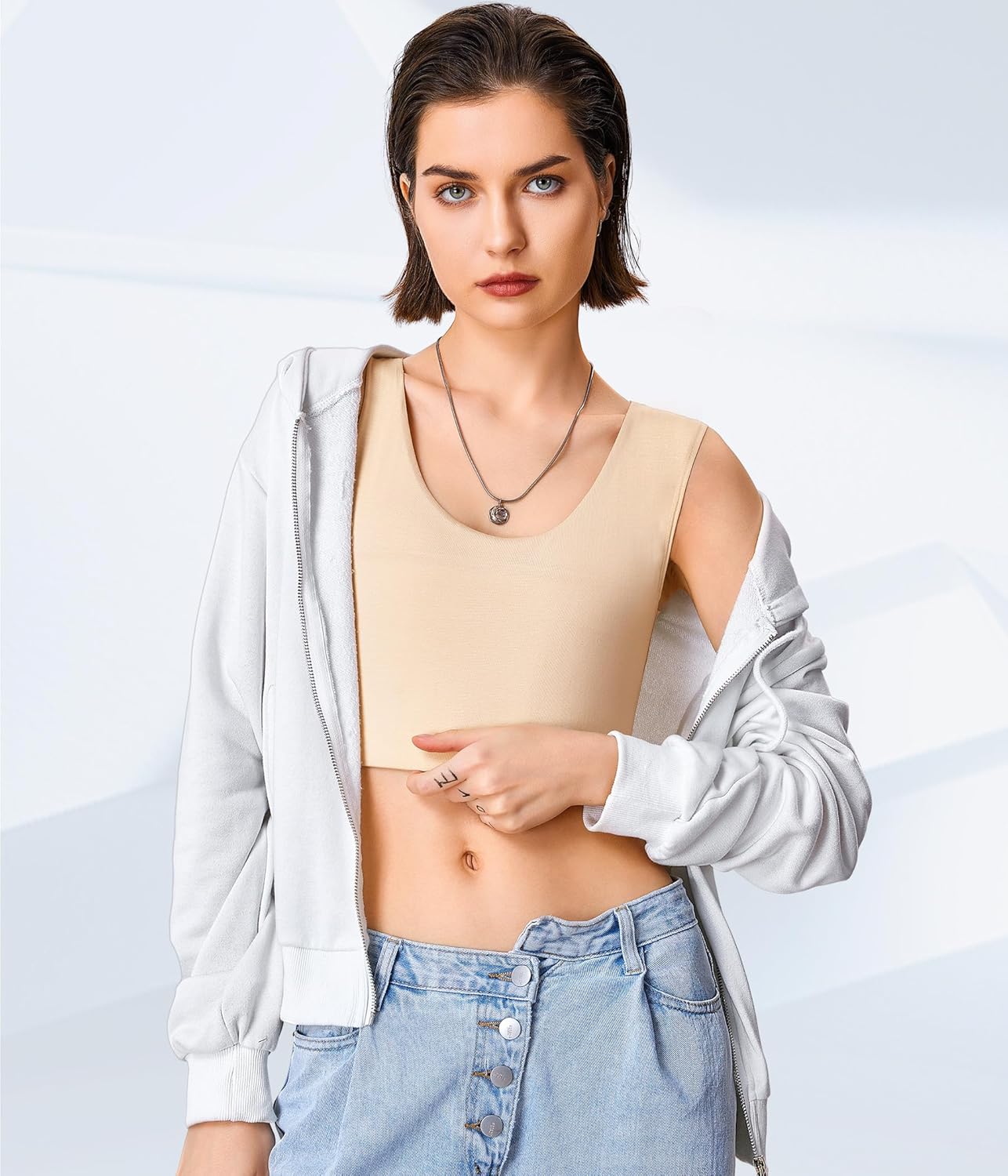 LEINIDINA Chest Binder for Transgender FTM Elastic Band Crew Neck Pullover Binder Bra Tank Top - Image 5