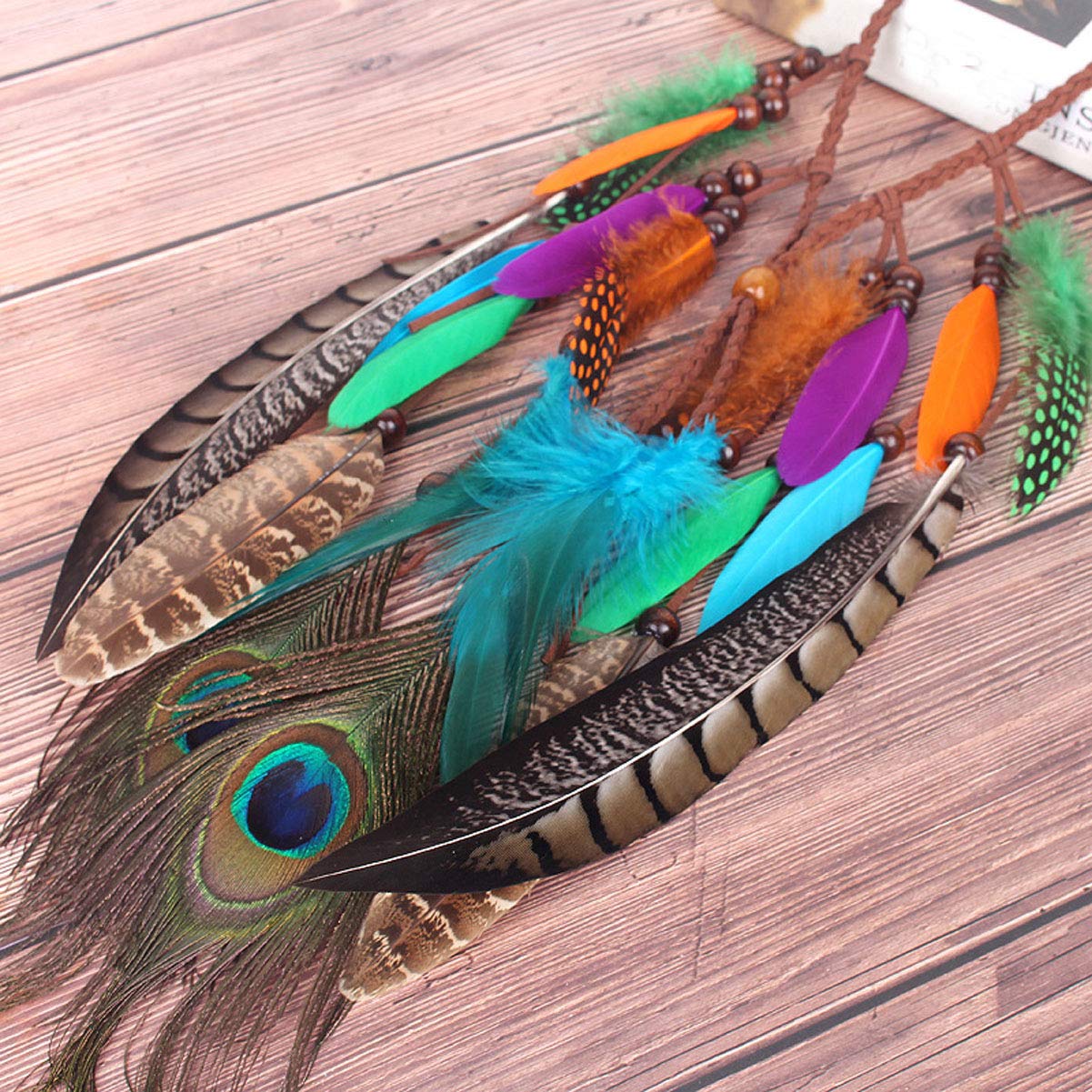 Embroidered Peacock Headband, Bohemian, Maximalist, Headdress, Unique, Colorful. Amazon.com: Numblartd Indiana Ethnic Style Colorful Peacock  main image 2