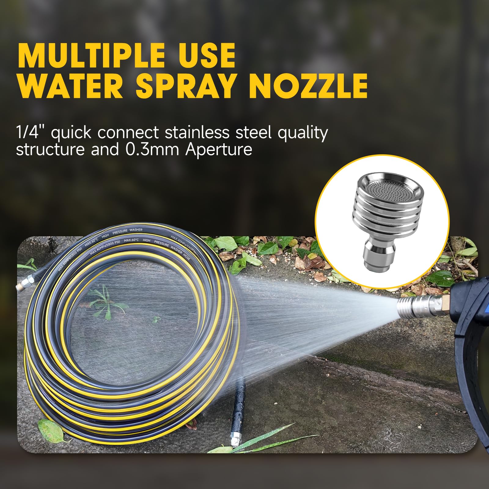 Zestaw dysz do myjki ciśnieniowej, 5800 PSI, wąż do czyszczenia odpływu, narożna głowica prysznicowa NPT 1/10.2 cm, obrotowa, nos grzybkowy, narożna dysza ściekowa (30 m)