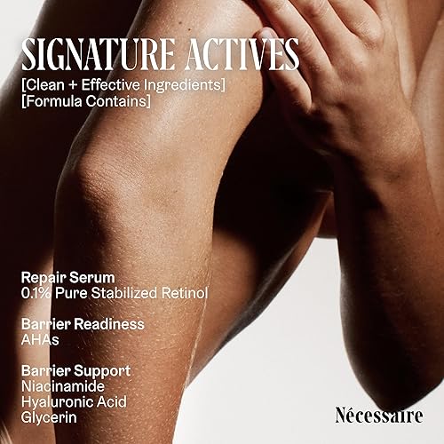 Miniatura 5 de Nécessaire The Body Retinol - Suero reparador reafirmante + loción corporal de retinol para mujeres y hombres. Prevención de arrugas + líneas. 0.1%