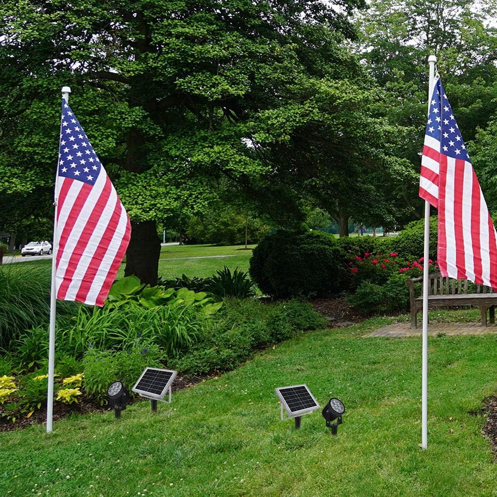 Flag Pole Light Solar Powered, Solar Flagpole Light Upgraded with IP67 Waterproof Outdoor Smart Charging and Lighting for Dusk Dawn All Night Bright On