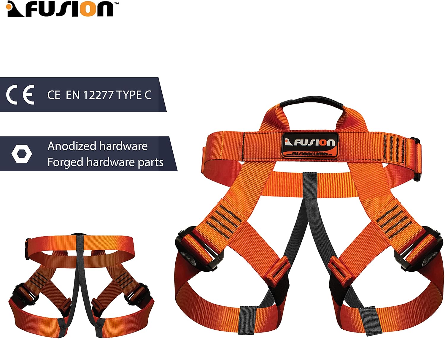 Fusion Climb Centaur Half Body Harness Orange M-XL for Climbing Gym & Rope Course,Orange, Black, Gold,Medium/Large (TCH-107-2139-ORG) : Sports & Outdoors