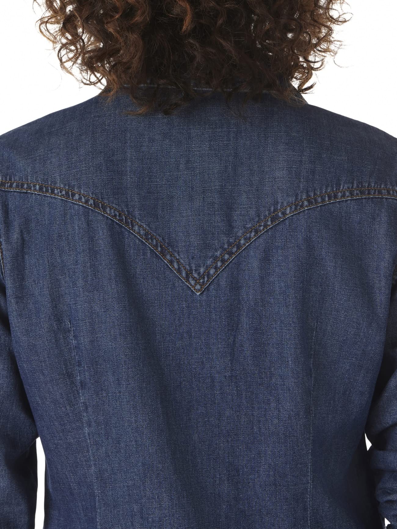 Wrangler, Retro Langarm-Western-Hemd für Damen mit Druckknöpfen, in Mittelblau
