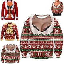 Mens Funny 3D FakeCleavage Ugly Christmas Jumper